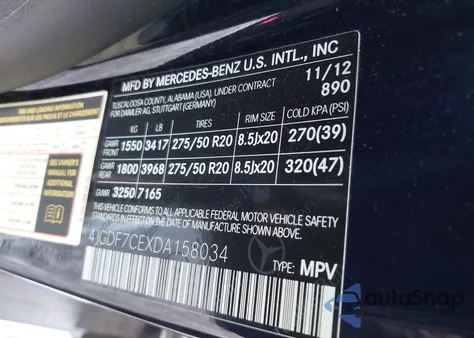 2013 Mercedes-Benz Gl-Class Gl 450 из США, поврежденный, VIN 4JGDF7CEXDA158034